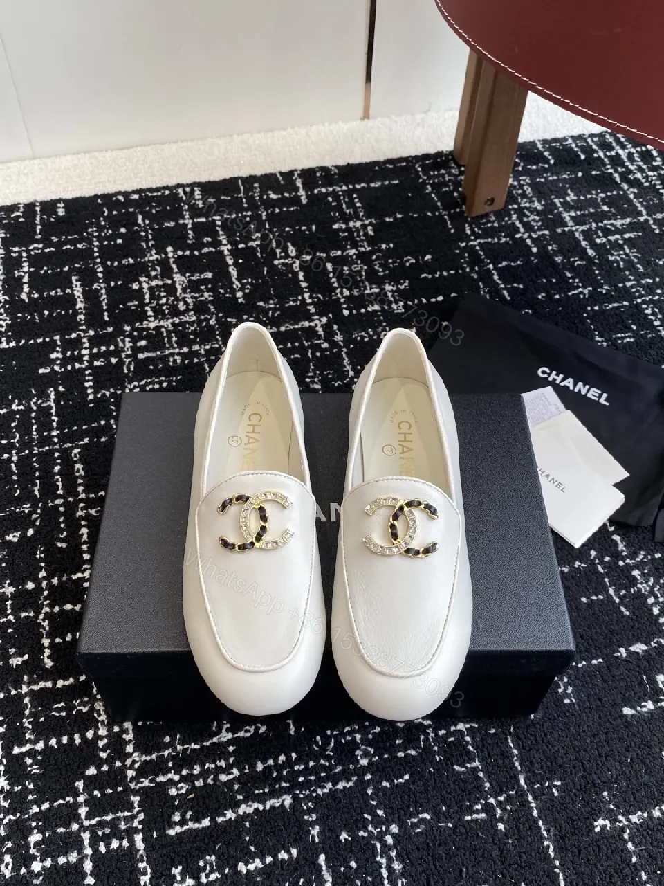 View 8 of White Leather Loafers with Signature Hardware, Luxury Comfort
