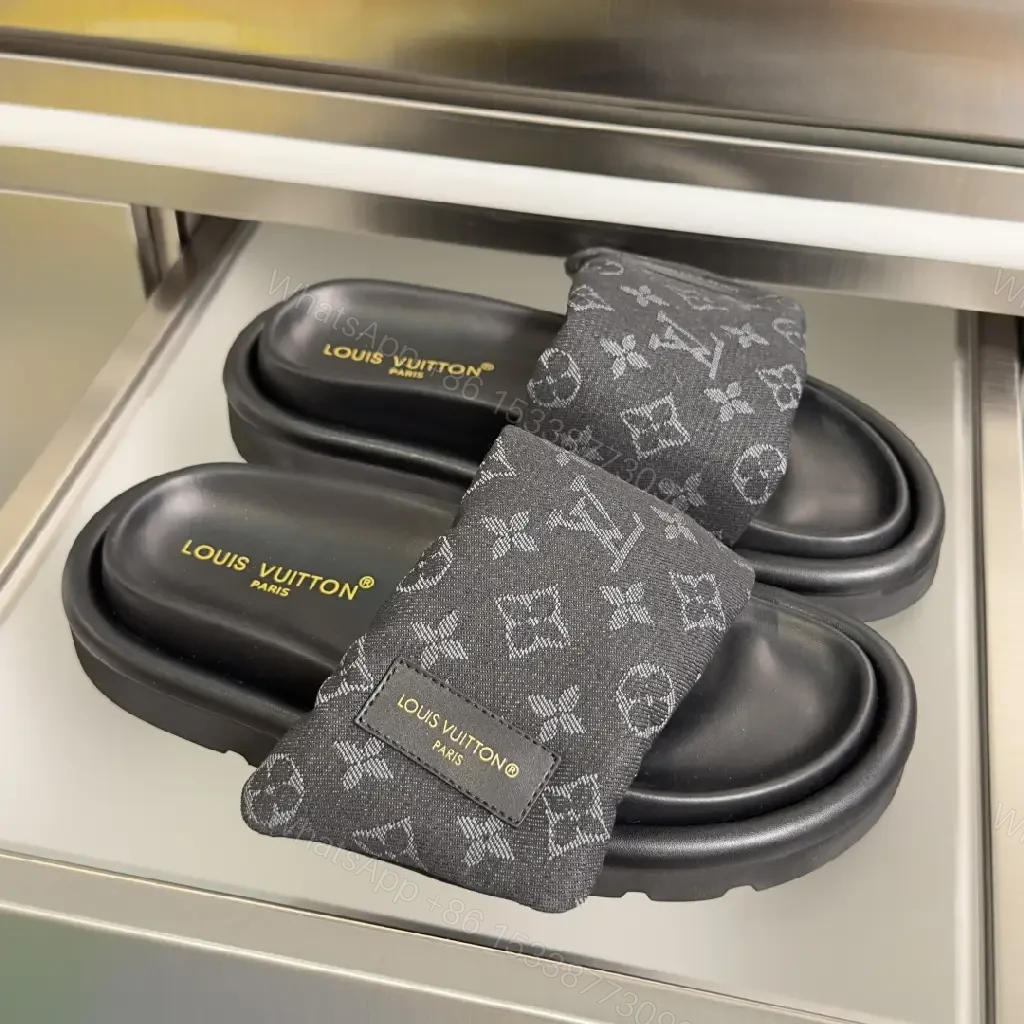 View 2 of Monogram-Print Slide Sandals with Signature Comfort