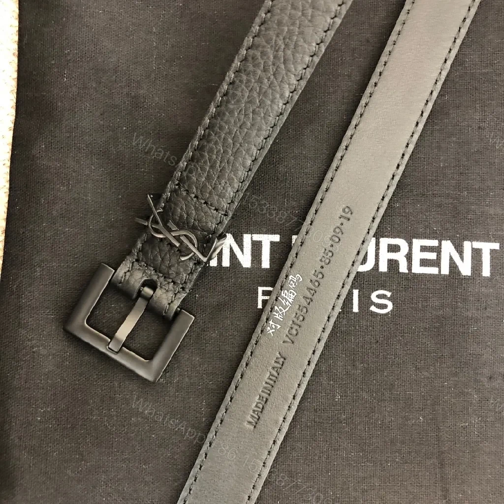 View 3 of Minimalist Black Leather Belt: Textured Grain, Matte Buckle, Versatile Style