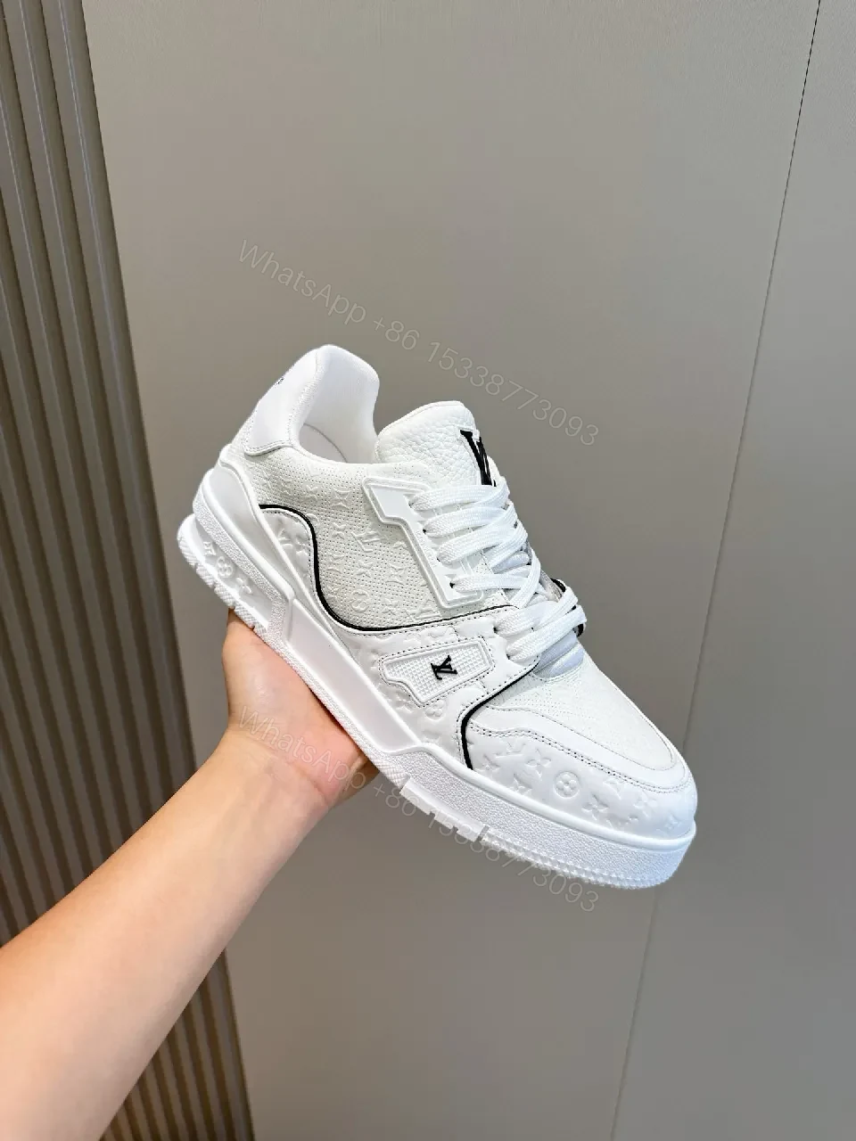View 3 of White Leather Luxury Sneakers: Subtle Designer Edges, Comfort