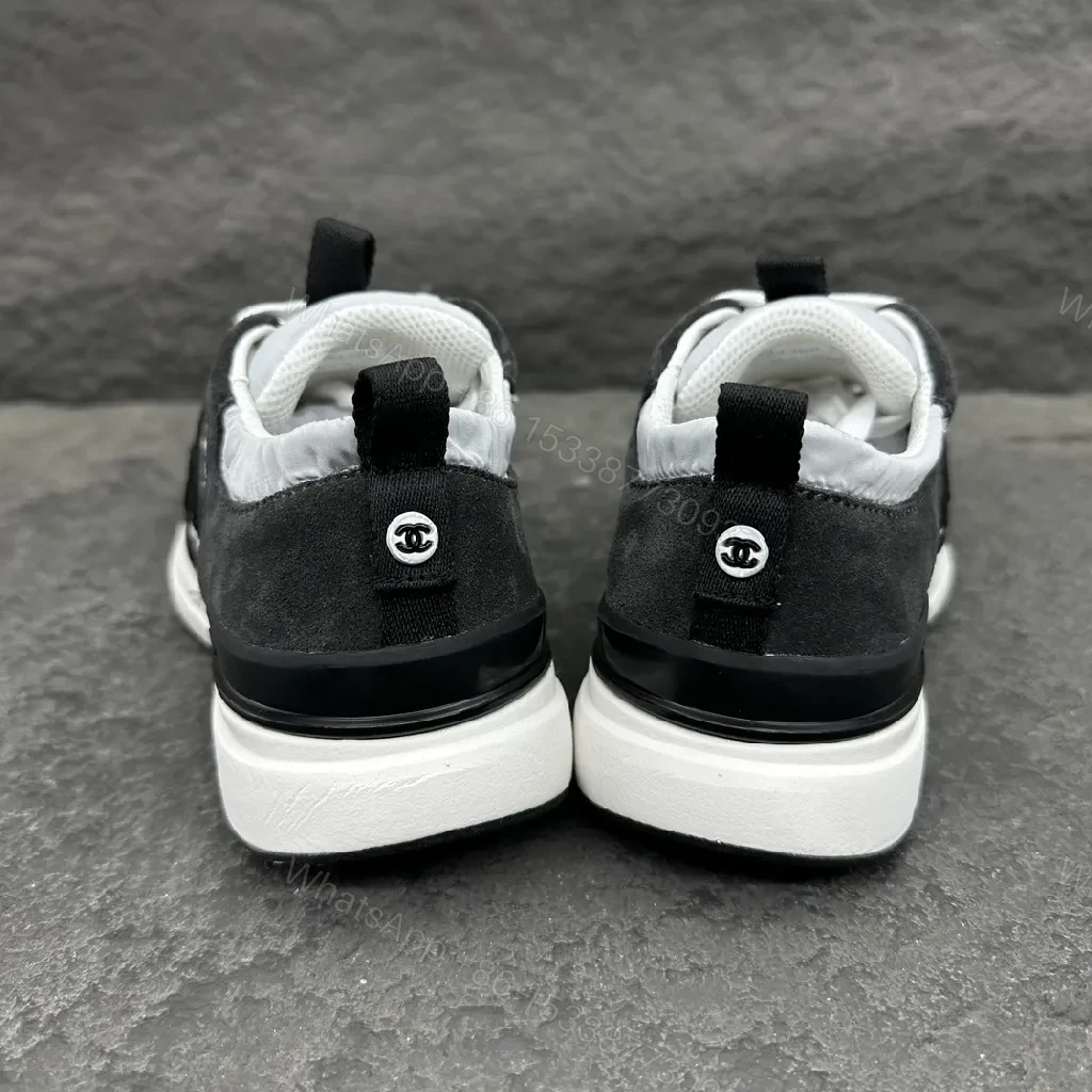 View 5 of Black and White Suede Nubuck Leather High-Top Sneaker with Signature Logo Embossment