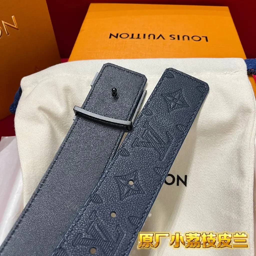 View 6 of Blue Embossed Monogram Belt: Luxe Everyday Accessory