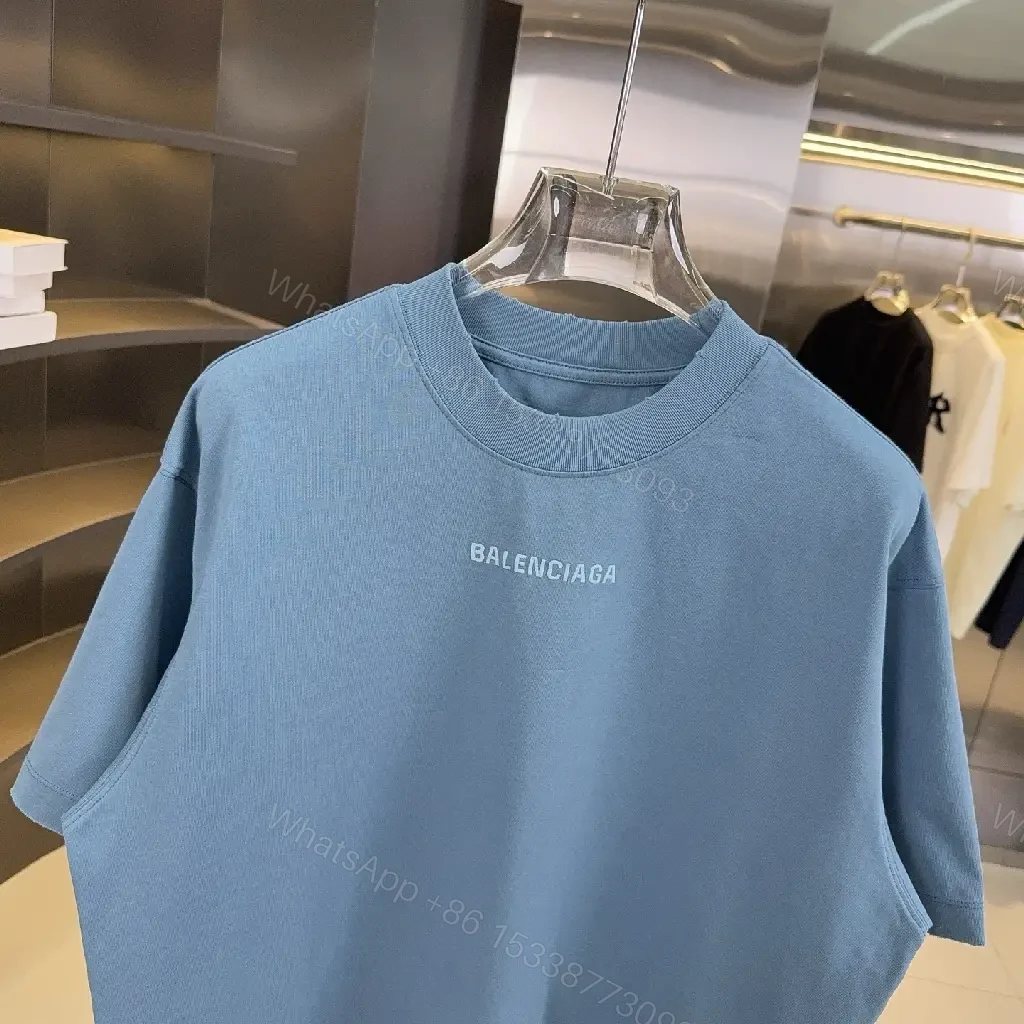 View 8 of Blue Cotton Relaxed Tee, Premium, Everyday Luxury Shirt