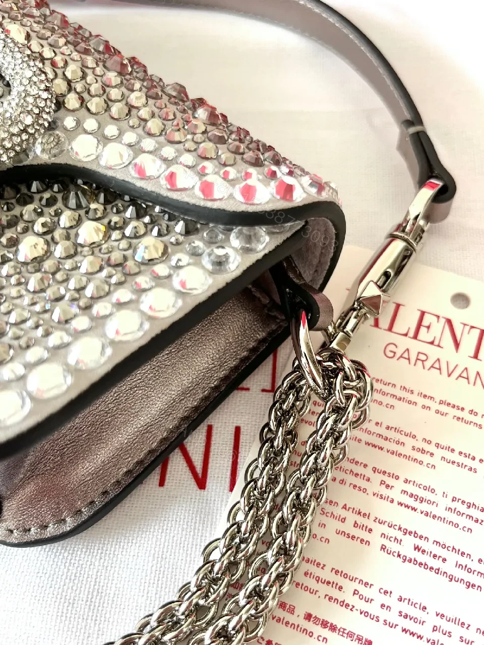 View 6 of Glam Rock Crystal-Embellished Mini Bag with Logo Twist