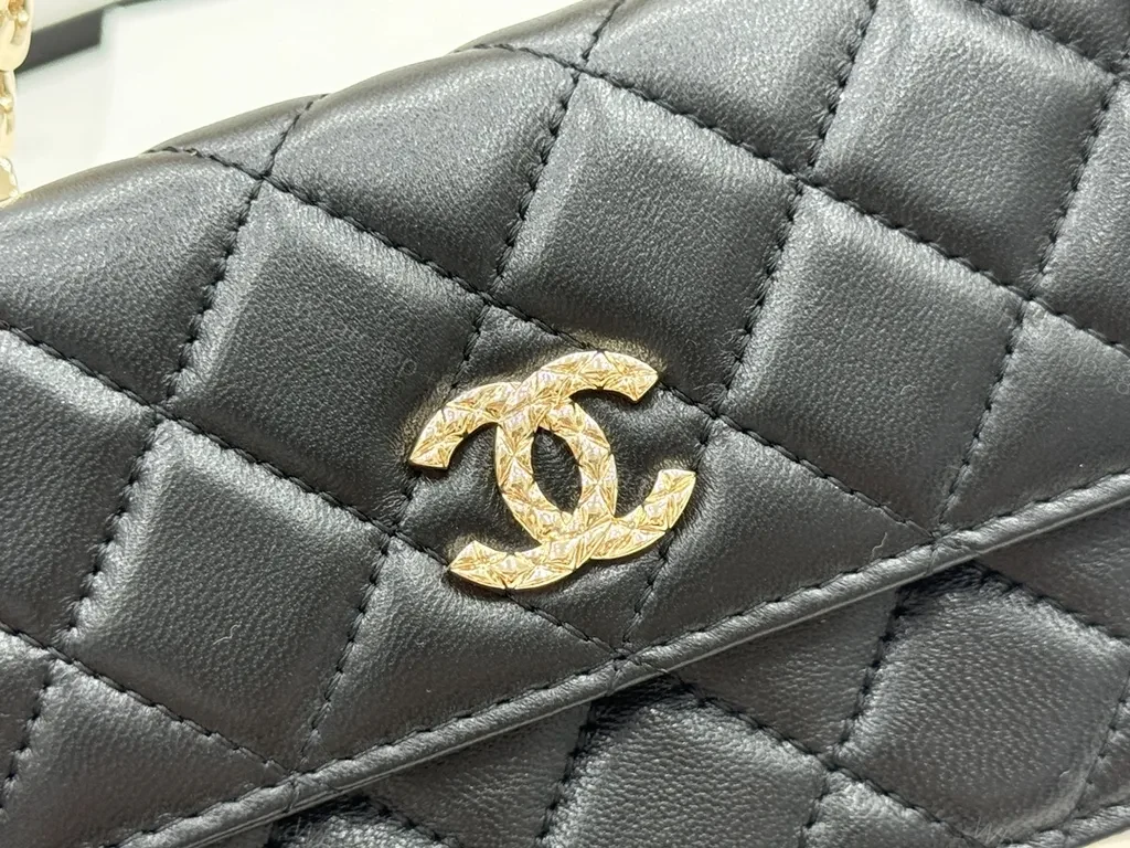 View 4 of Chic Quilted Black Chanel-Style Shoulder Bag