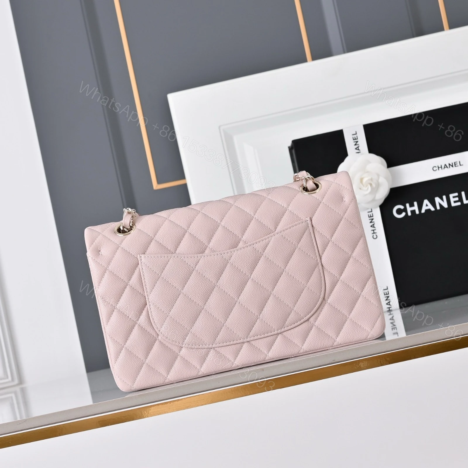 View 3 of Chanel Classic Flap Medium Light Pink Sliver Hardware