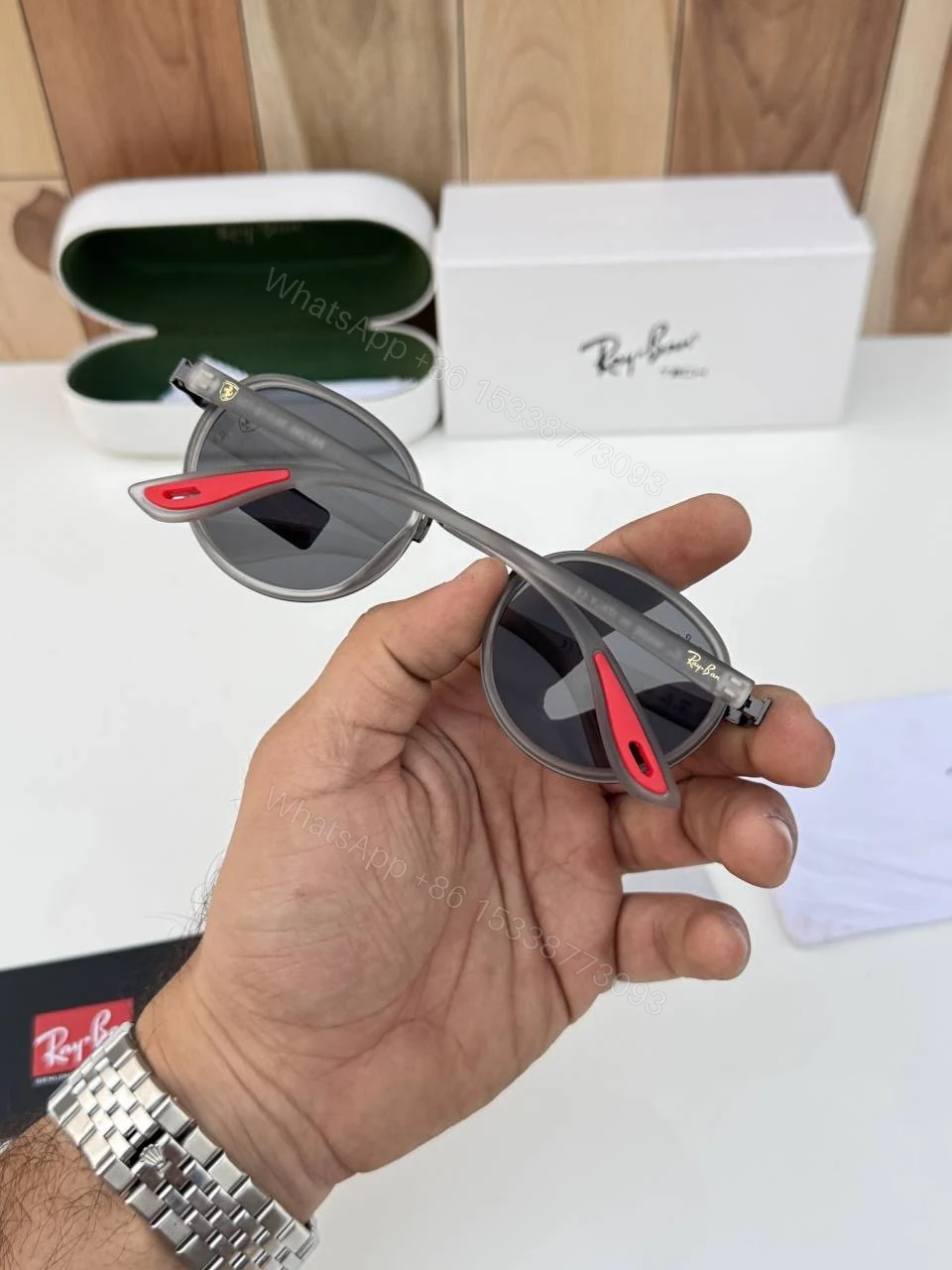 View 4 of First Copy Rayban 02 Grey Black Stylish Luxury Sunglasses Online