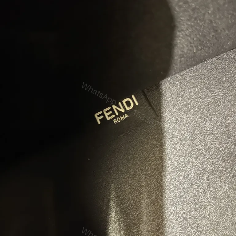 View 8 of Fendi Roma Tote: Structured Black Leather, Gold Hardware, Embossed Logo