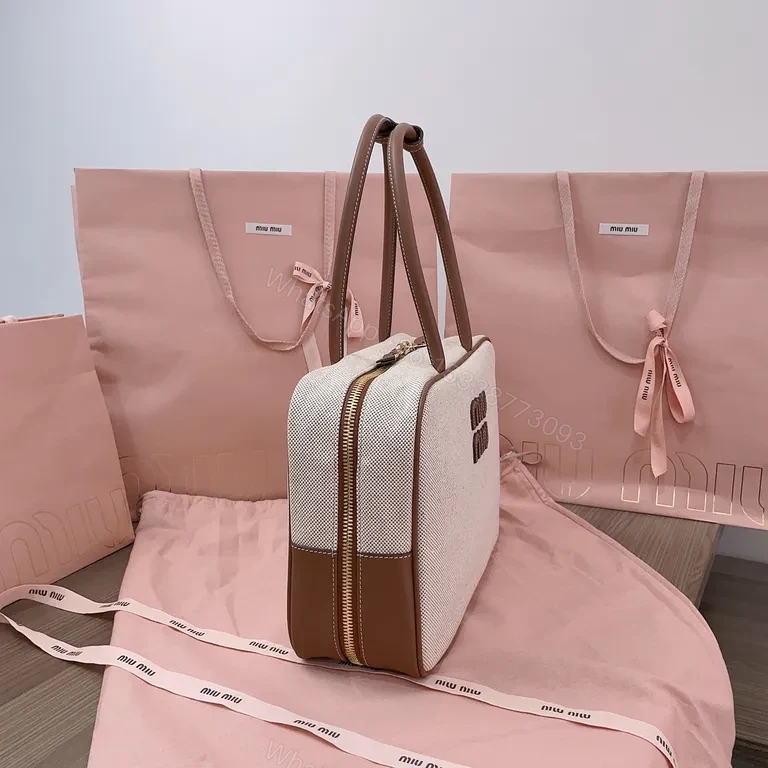 View 3 of Structured Texture Luxe Bag - Leather, Miu Miu-Inspired Style
