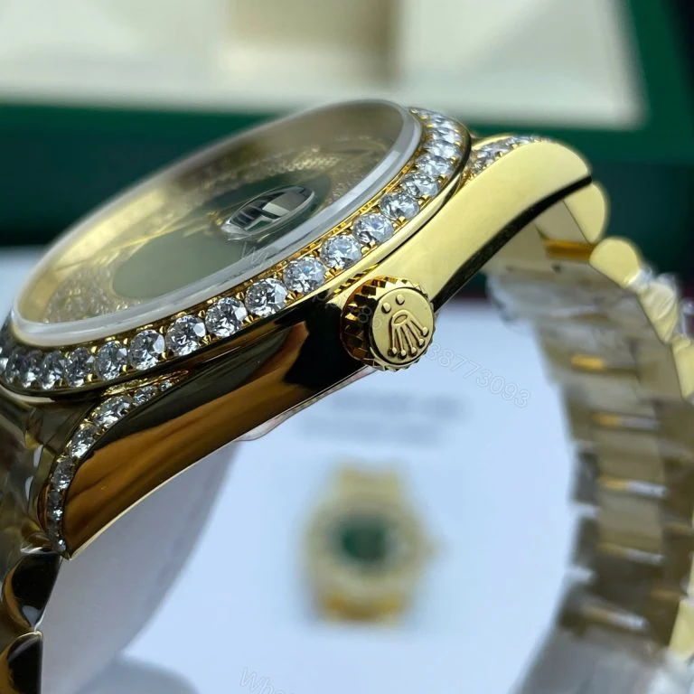 View 4 of Day-Date 40mm Super Clone Gold Wrapped Moissanite Diamonds