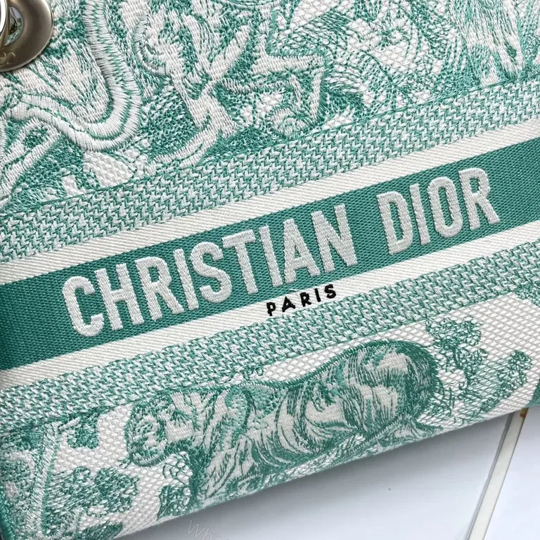 View 6 of Turquoise Canvas Satchel: Dior-Inspired Mini with Textured Weave