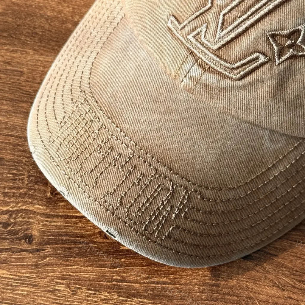 View 5 of Textured Cotton Cap – Neutral Sand, Subtle Logo, Structured Style