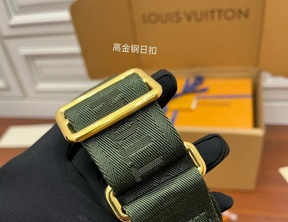 View 6 of Icon LV Monogram Compact Crossbody Set with Chain - Gold Hardware