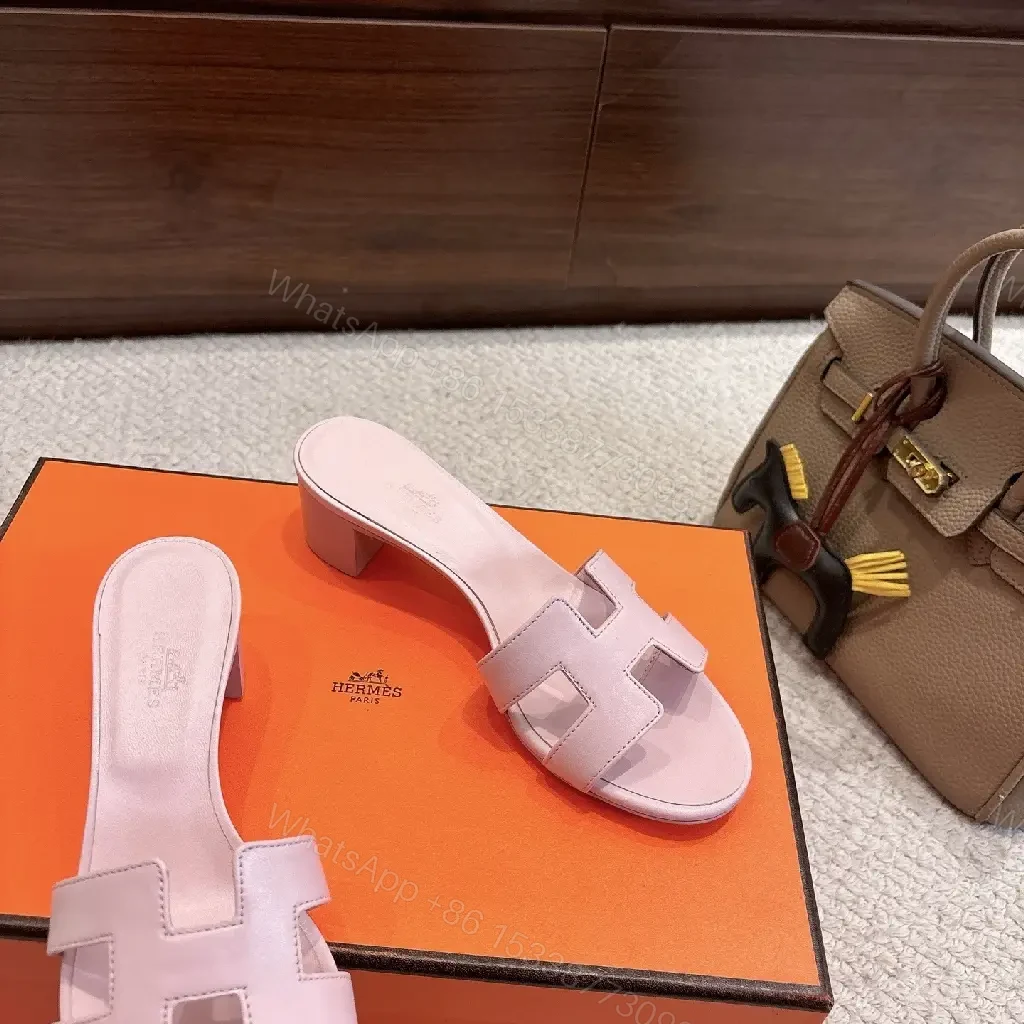 View 5 of Lavender Leather Slides with Block Heel – Luxurious Comfort