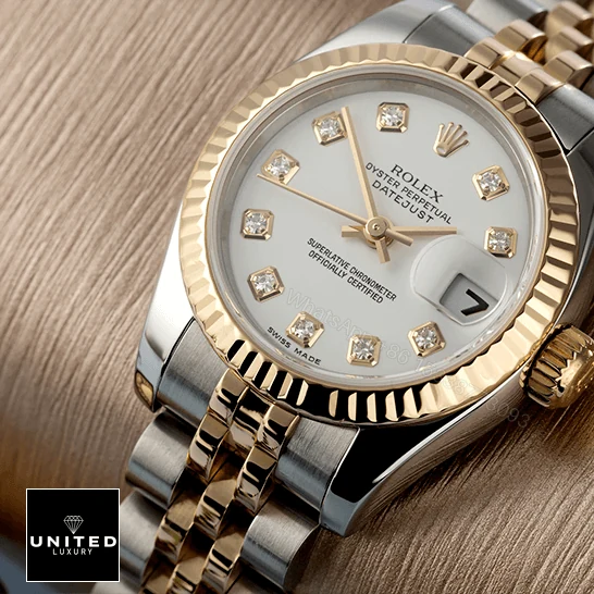 View 7 of Rolex Datejust 179173 Yellow Gold & Diamond Silver Dial Replica