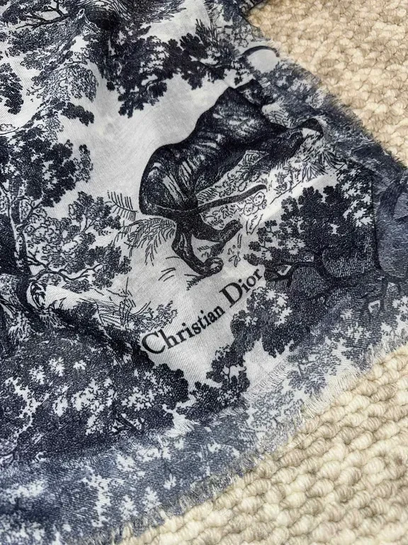 View 2 of Toile Scarve: Monochrome Dior-Print Silk-Feel Scarf