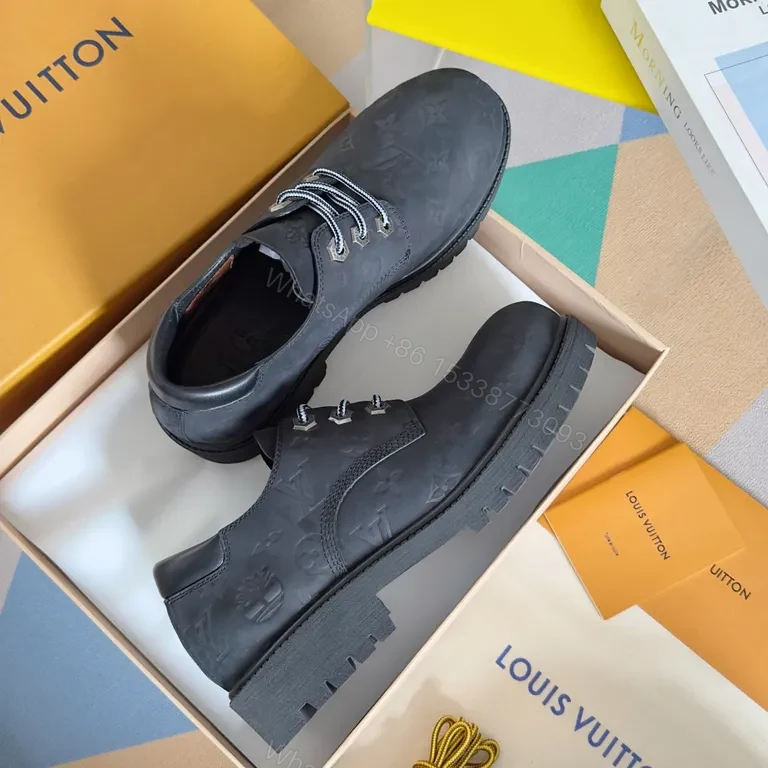 View 2 of Louis Vuitton-Inspired Monogram Leather High-Tops, Luxe Comfort Sneakers