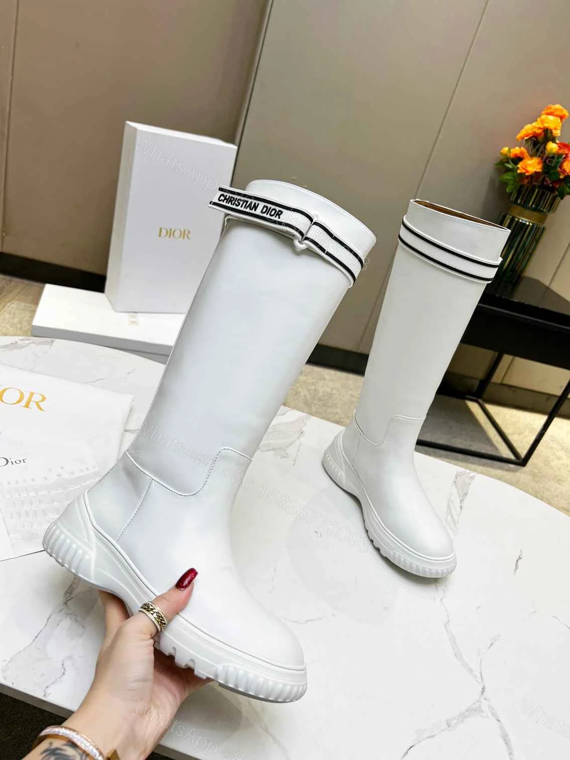 View 7 of DIOR D RACER BOOT CALFSKIN WHITE