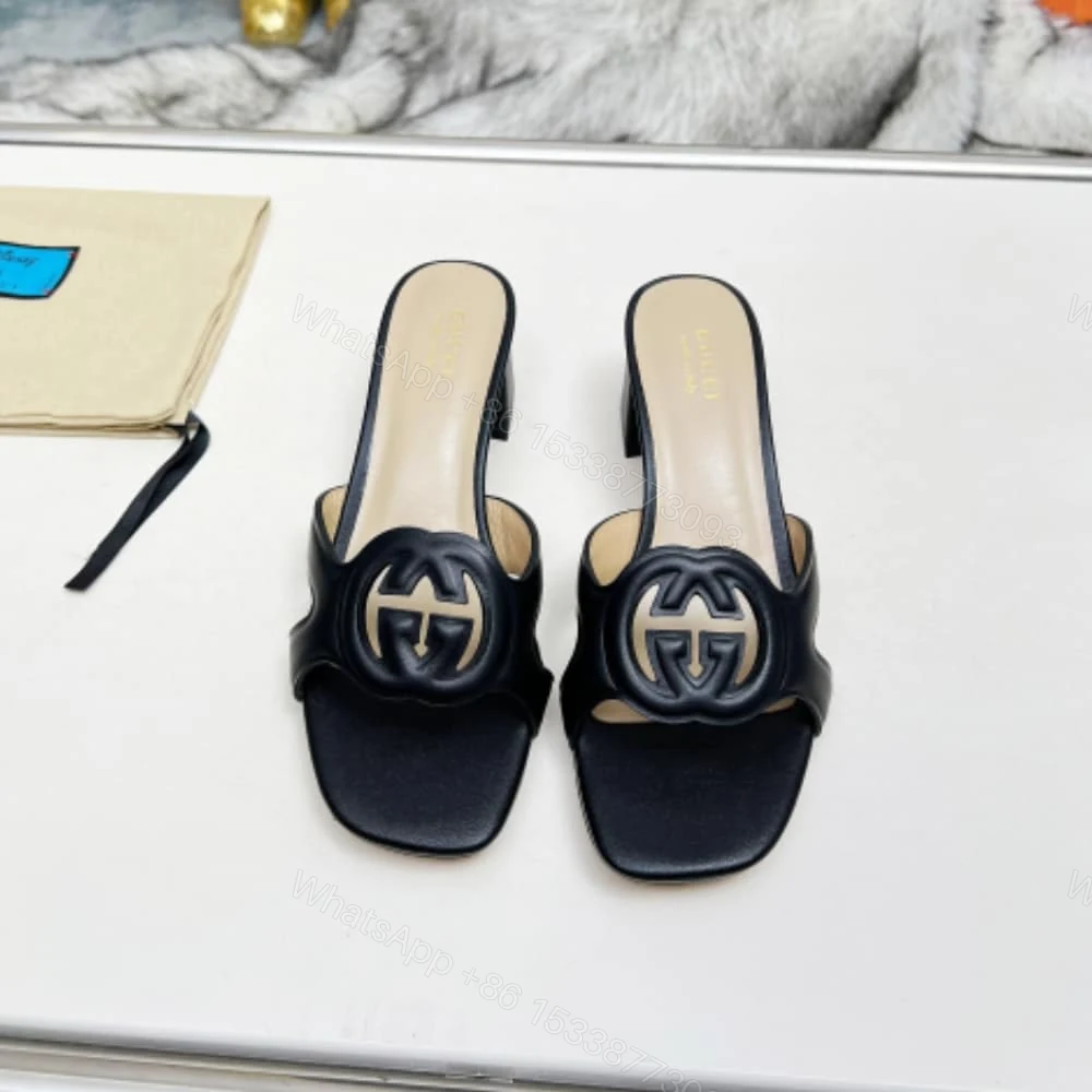 View 4 of GUCCI WOMEN’S INTERLOCKING G SLIDE SANDAL BLACK 782413 AAAZG 1000