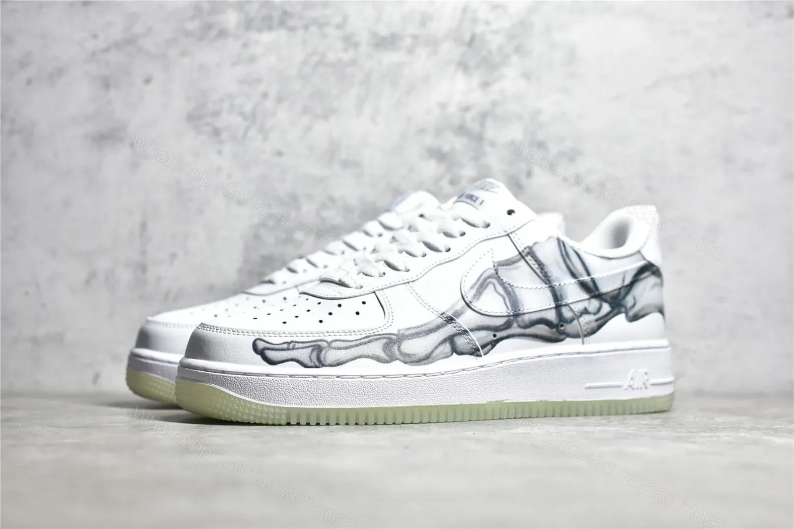 View 2 of UA Air Force 1 Low QS Skeleton White Grey Reps