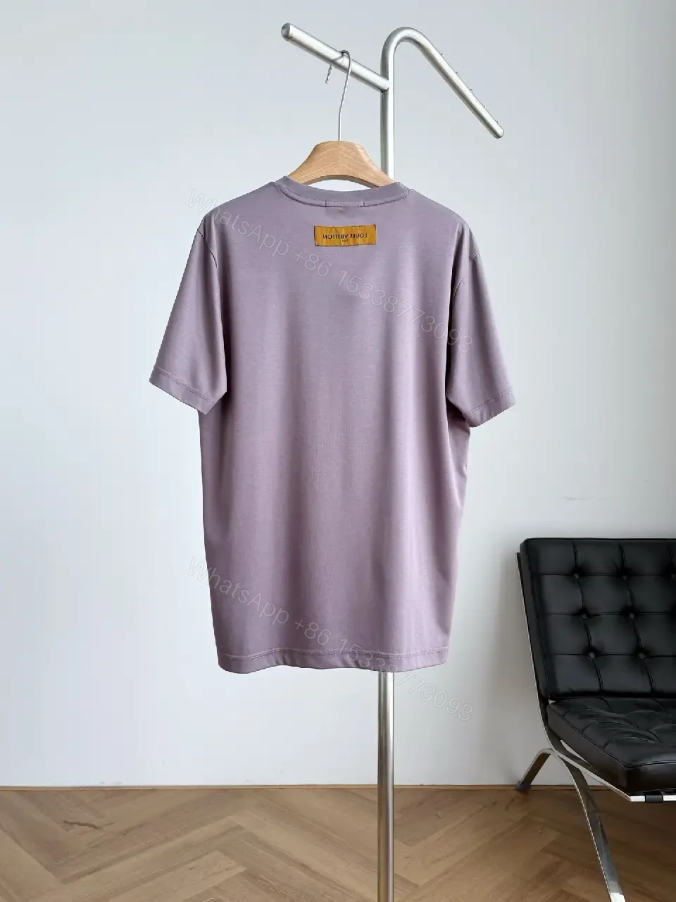 View 6 of Dusty Mauve Oversized T-Shirt, Soft Cotton Knit, Crew Neck, No Pattern, LVM Graphic Front