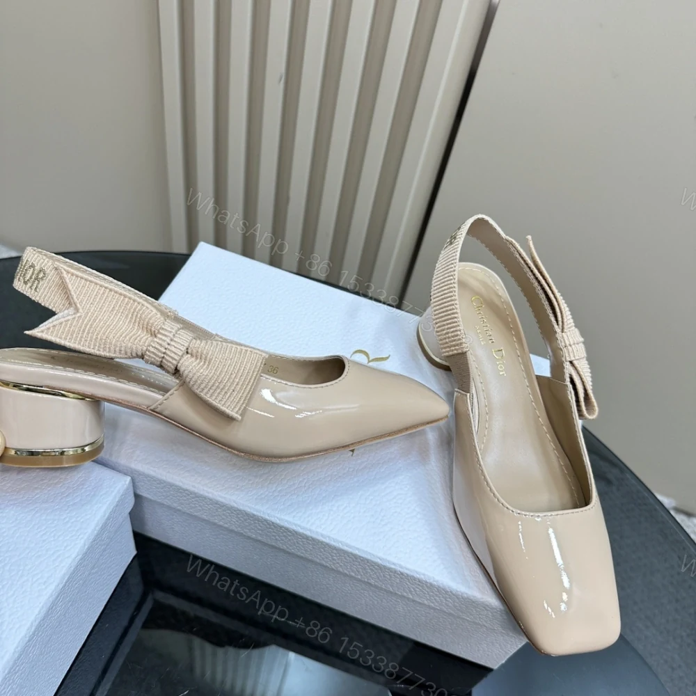 View 4 of 高仿Dior*Miss系列KAC261蝴蝶結粗跟高踭鞋4CM粉色漆皮免檢版