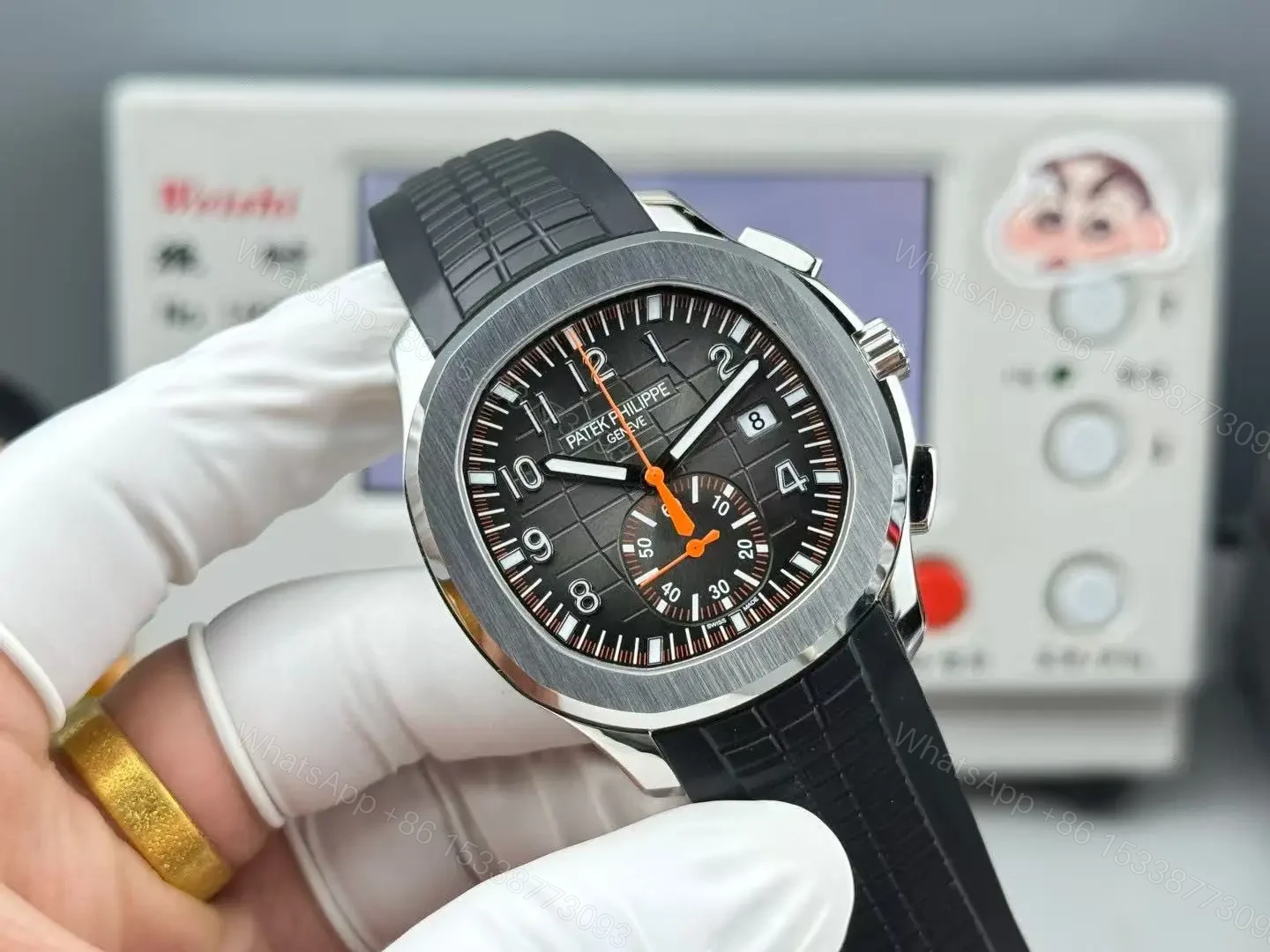 View 2 of Patek Philippe Super Clone Aquanaut 5968 Black Dial Rubber Strap Premium 42MM PATEK-AQUA5968-BLK