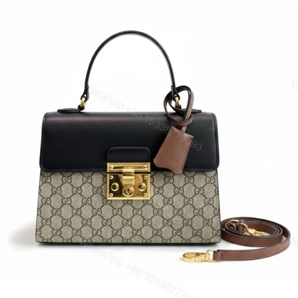 Gucci Padlock GG Supreme Top Handle Bag Black And Beige 28Cm 453188 KLQJG 9785 — view 1