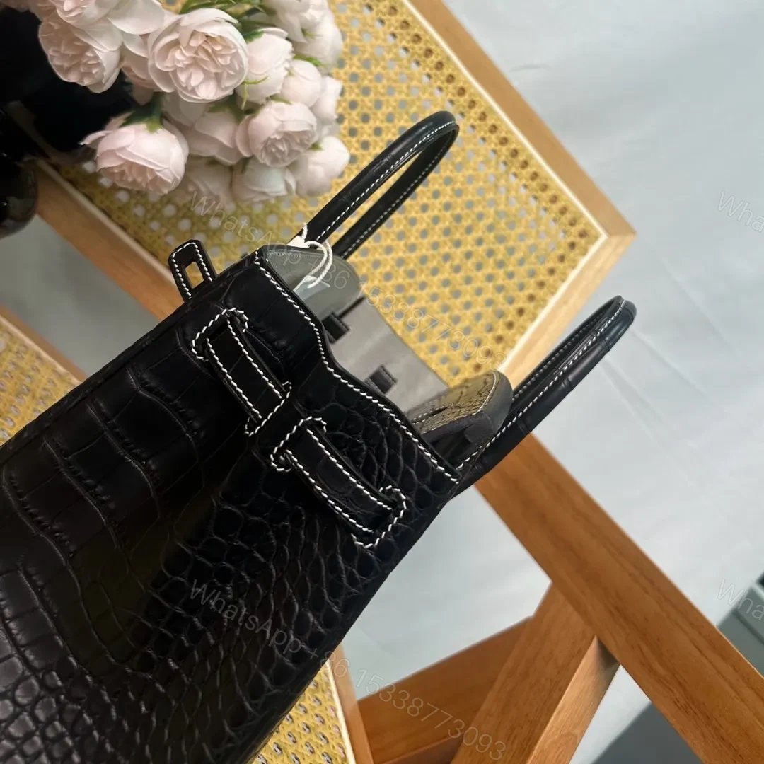 View 2 of Hermes Birkin 25cm Black Crocodile Leather Silver Hardware