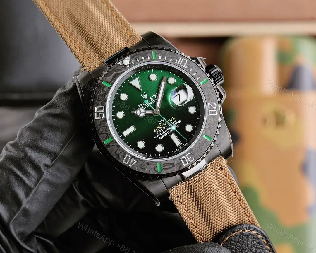 View 2 of Best Rolex Submariner Military Carbon replica 40MM Tan Fabric Strap Edition RG-SUBMARINER-MILITARY-CARBON-TAN-40