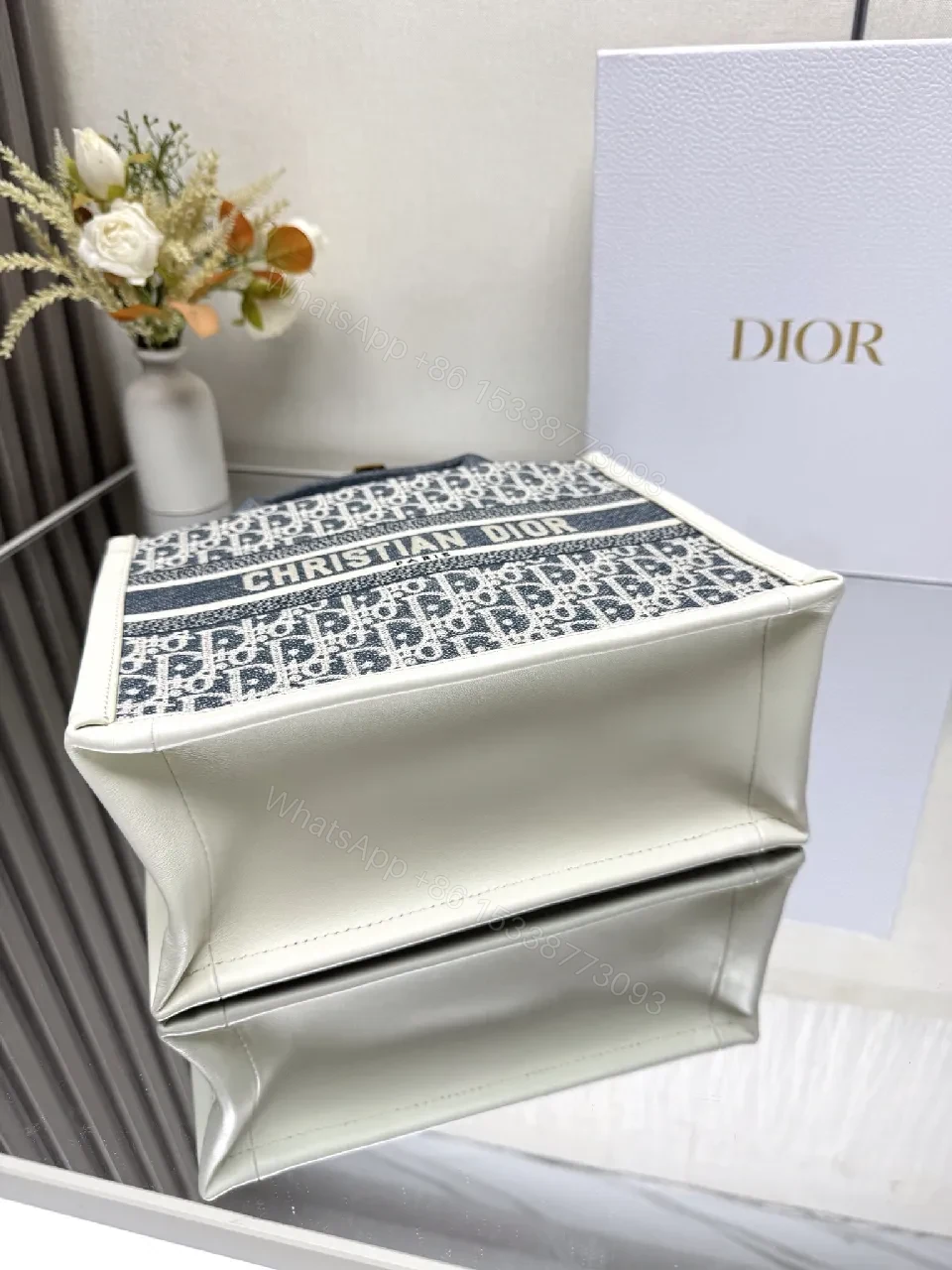 View 2 of Denim-Patterned Luxury Tote: Bold Modern Craftsmanship