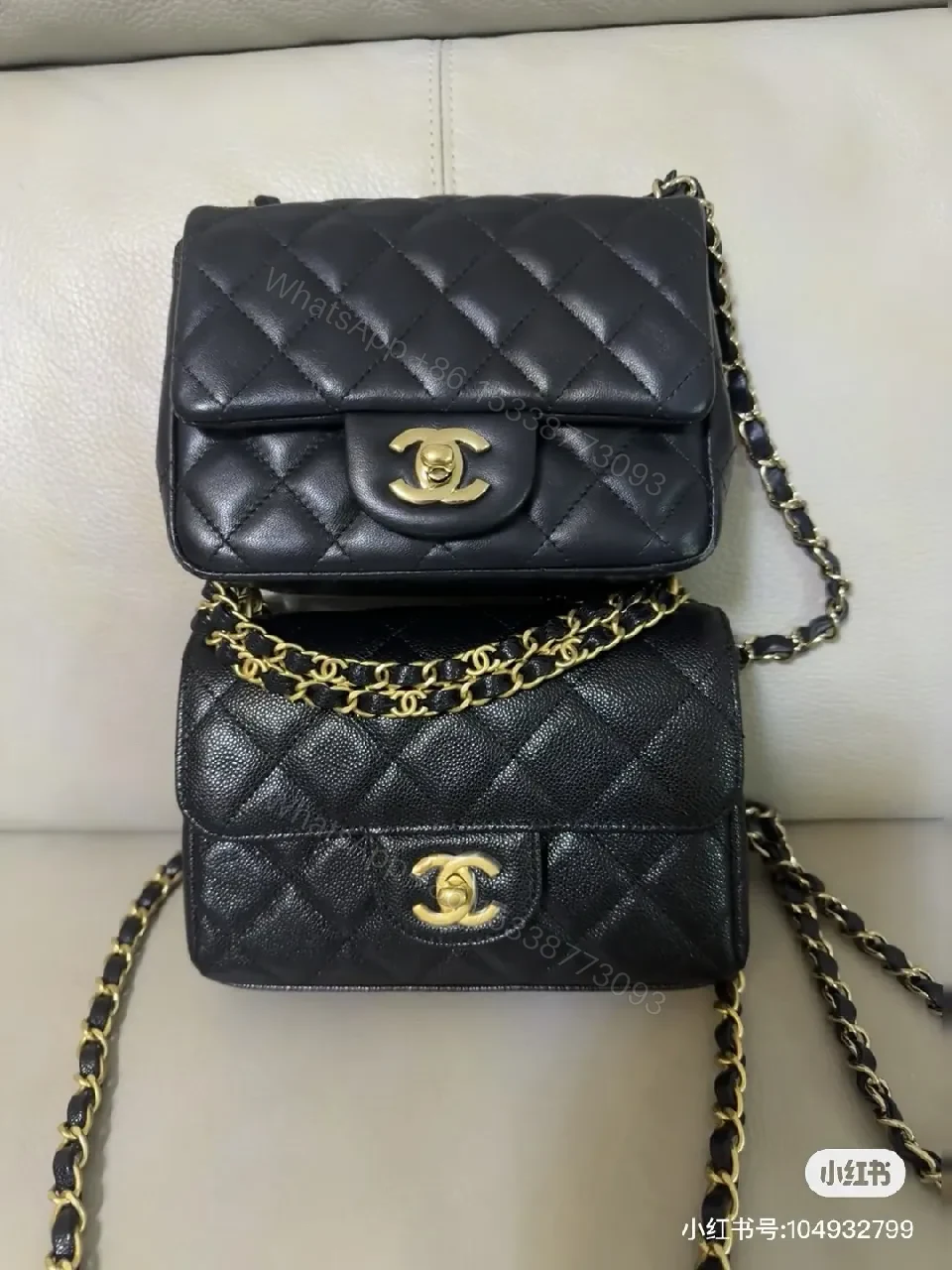 View 2 of Black Quilted Calfskin Flap Bag with Gold Chain - Compact Luxury Bag