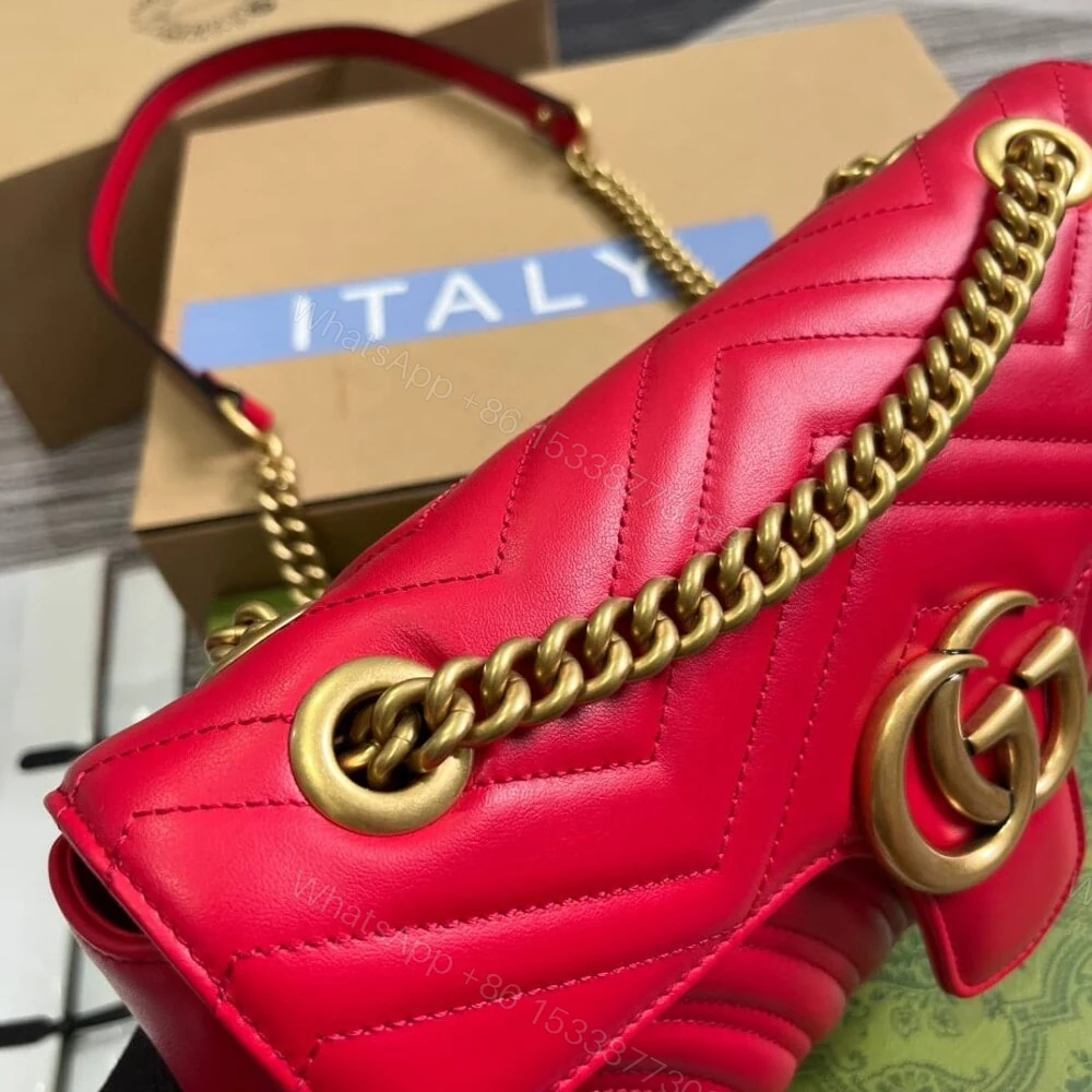 View 4 of Gucci GG Marmont Medium Shoulder Bag Red 26Cm
