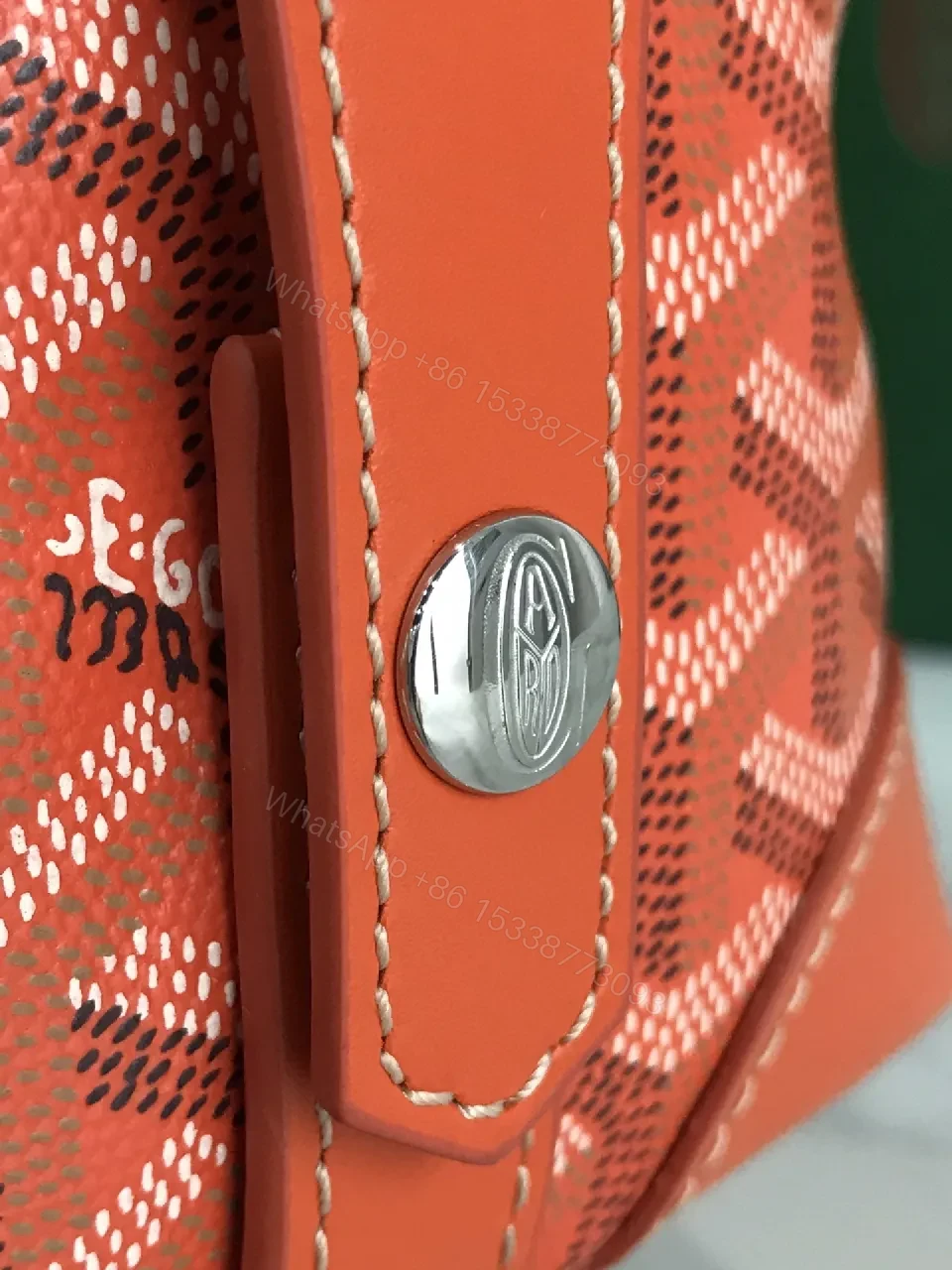 View 5 of Coral Crossbody: Monogram Textile, Leather Trim, Compact Style, Secure Zipper Bag