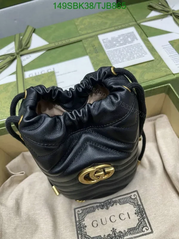 View 9 of Gucci Red Matelassé Leather Mini Bucket Bag 575163