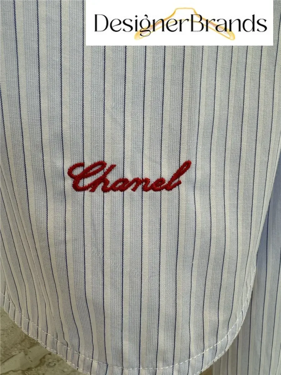 View 9 of Chanel Blue and White Striped Long-Sleeve Shirt