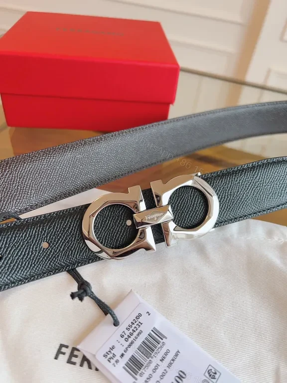 View 8 of Bold Black Leather Belt: Signature Hardware, Premium Ferragamo Style