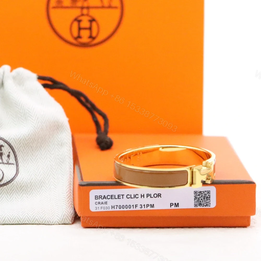 View 7 of 高仿Hermes*ClicH系列H700001F9X鍍金琺瑯手鐲青銅色
