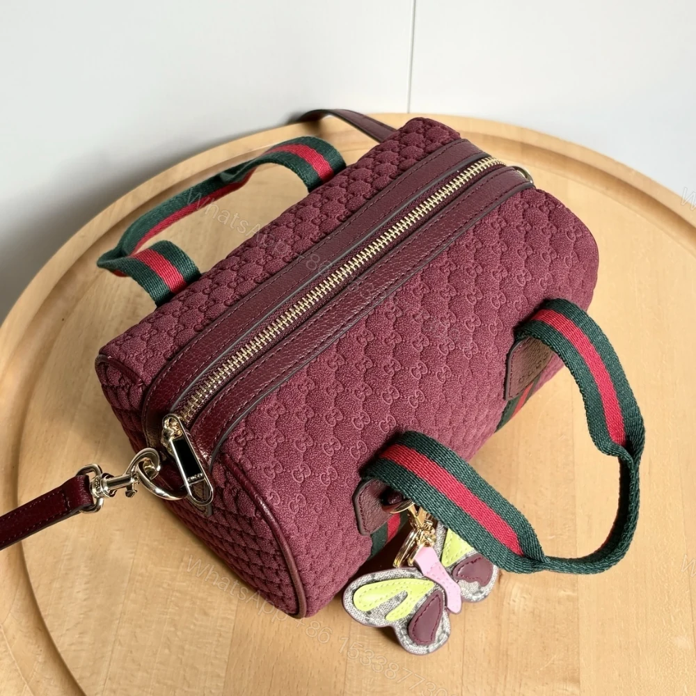 View 5 of Gucci Mini GG Handbag GG Canvas Dark Red 20Cm