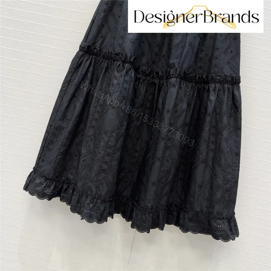 View 7 of Hermes Black English Embroidery Skirt