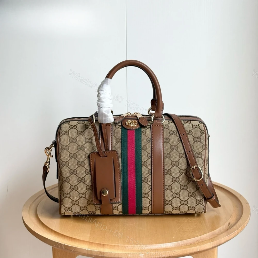 View 2 of Gucci Ophidia Medium Boston Bag Beige And Brown GG Canvas 30Cm