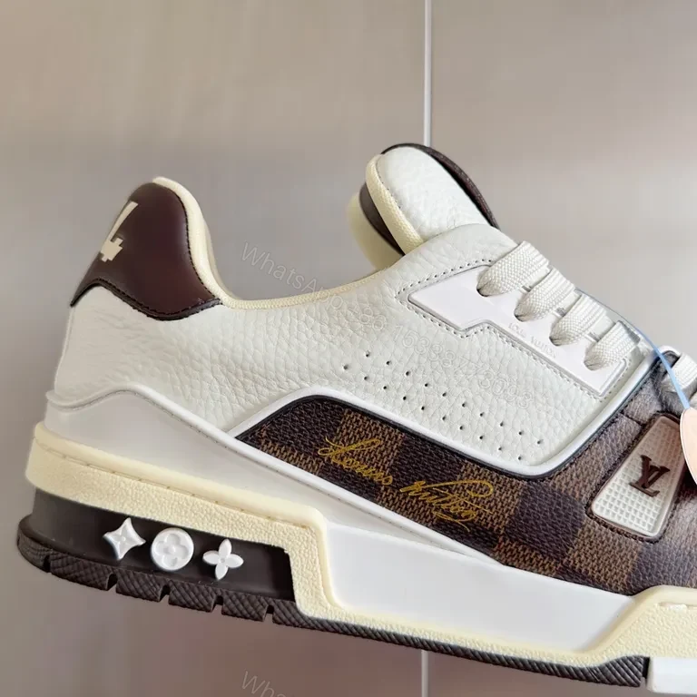 View 2 of Minimalist Luxury Sneakers: LV-Inspired Leather High-Tops