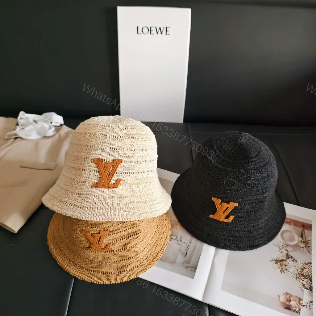 View 2 of Natural Beige Straw Boater Hat with LV Logo Patch