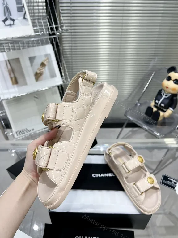 View 8 of Chic Minimalist Sandals with Gold Hardware - Leather