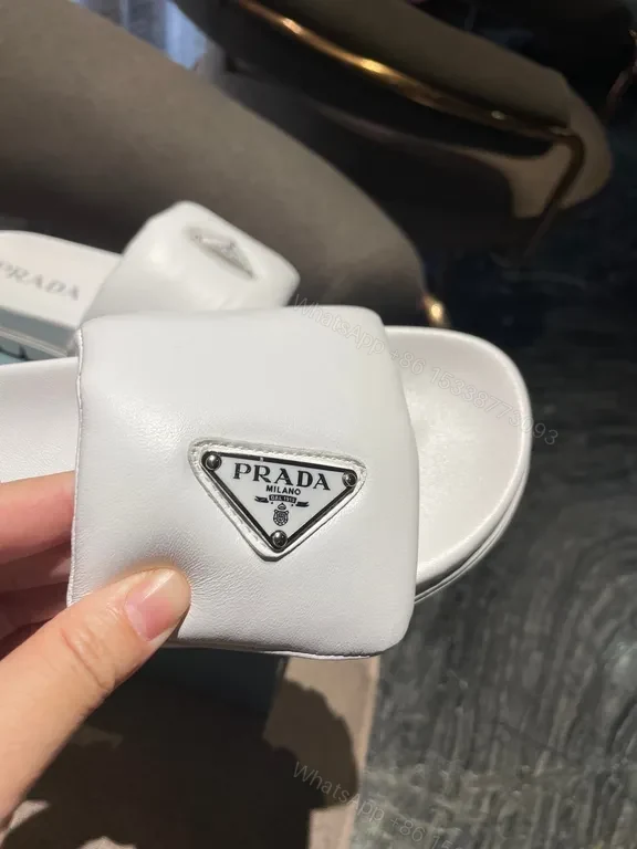 View 8 of Prada White Leather Slide: Minimal Luxury Comfort