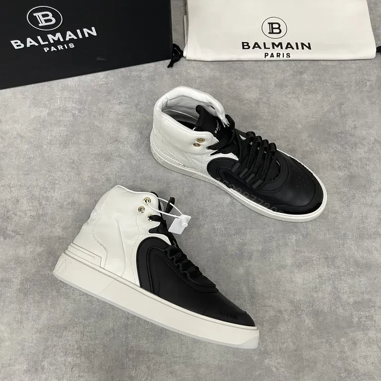 View 4 of Monochrome Balmain High-Tops: Luxury Comfort Sneakers