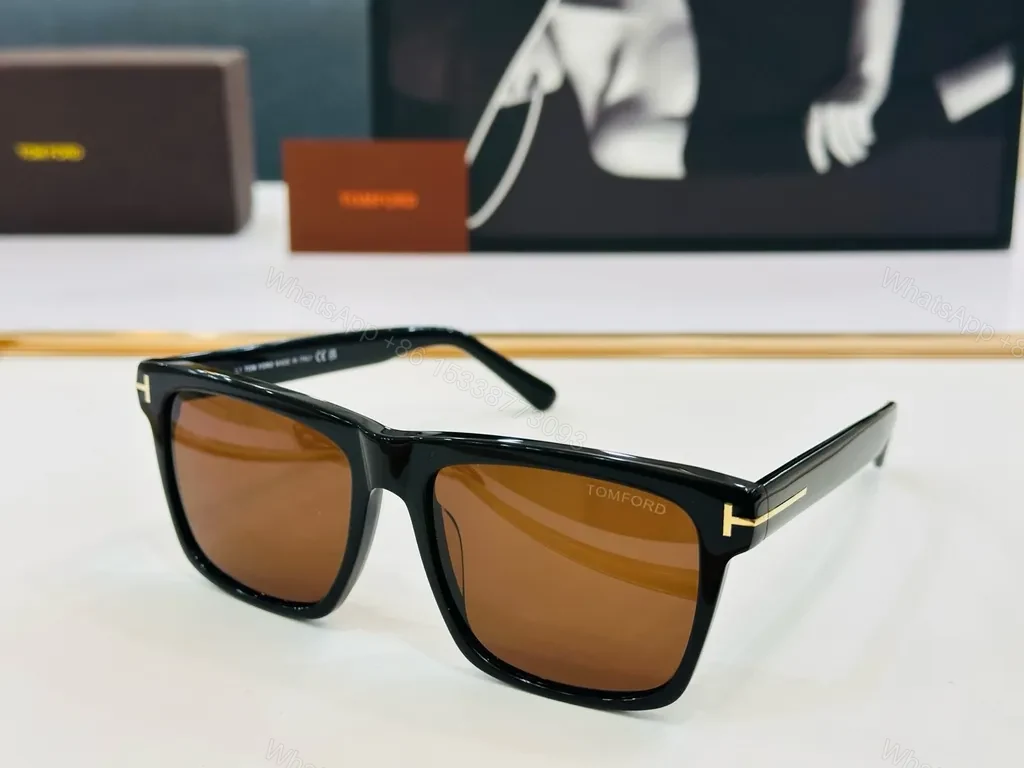 View 9 of Bold Black Sunglasses with Gold Accents - Luxury Tom Ford-Inspired Eyewear