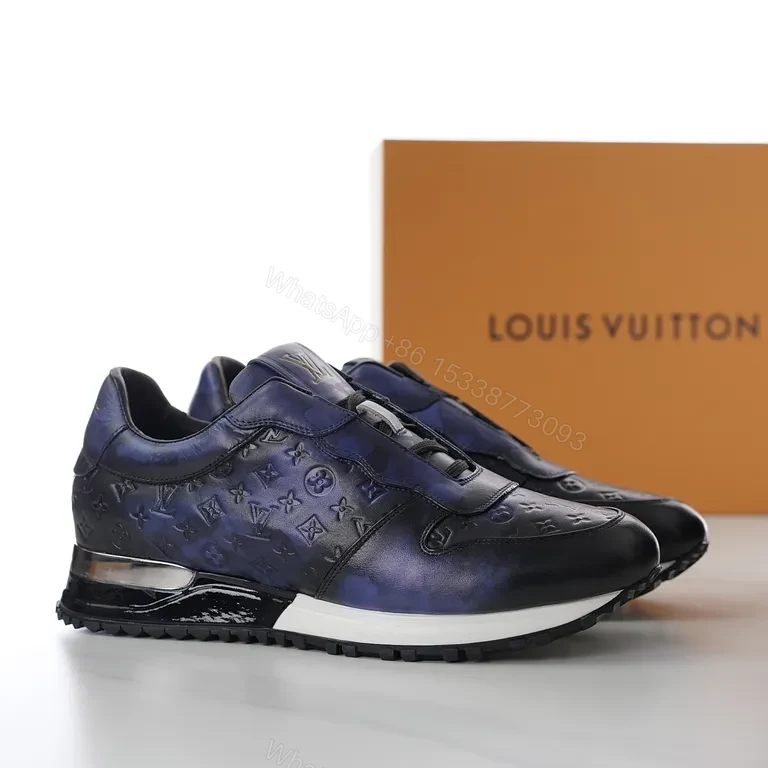 View 4 of Polished Monogram Sneaker: Blue Gradient Calf Leather, LV Style