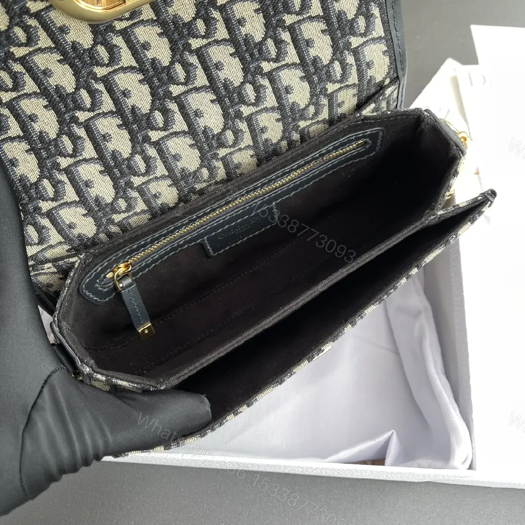 View 5 of Patterned Monogram Micro Bag with Gold Chain, Luxe Compact Accessory