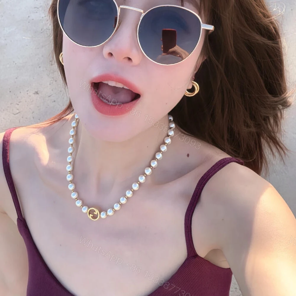 View 7 of Gucci Interlocking Pearl Necklace Gold